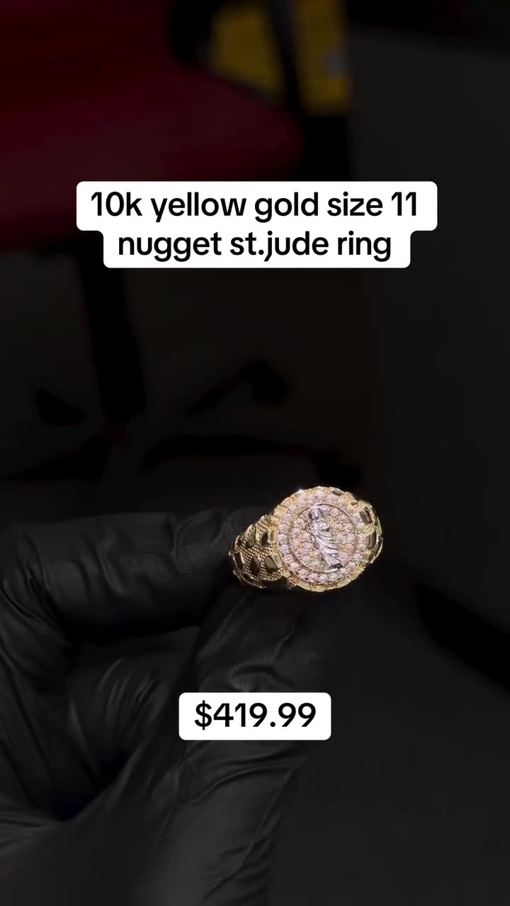 10K Yellow Gold Nugget St. Jude Ring