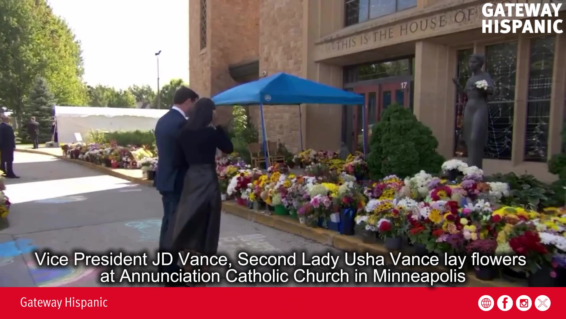 VP JD Vance and Second Lady Usha Vance lay flowers at Annunciation Church
