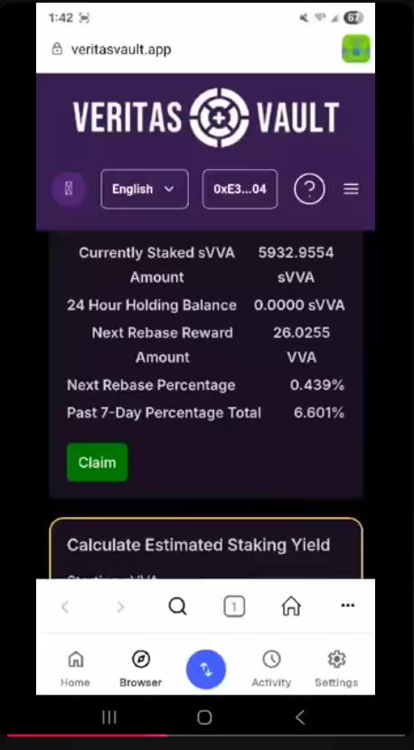 VERITAS VAULT (best live demo) AUTO CRYPTO STAKING PROFITS 3X@DAY - TOP TEAM ROB BUSER