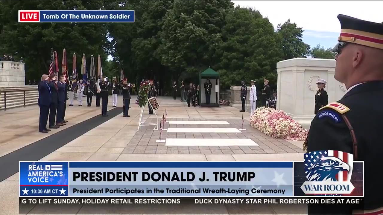 PRESIDENT TRUMP LAYS THE WREATH TOMB OF THE UNKNOWN SOLDIER