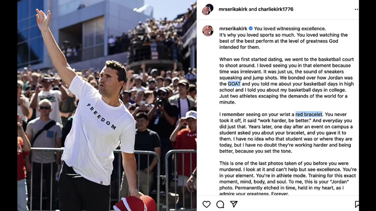 IT KEEPS GETTING STRANGER! ERIKA KIRK POSTS GOODBYE TO CHARLIE & REFERENCES GOAT & RED BRACELET!