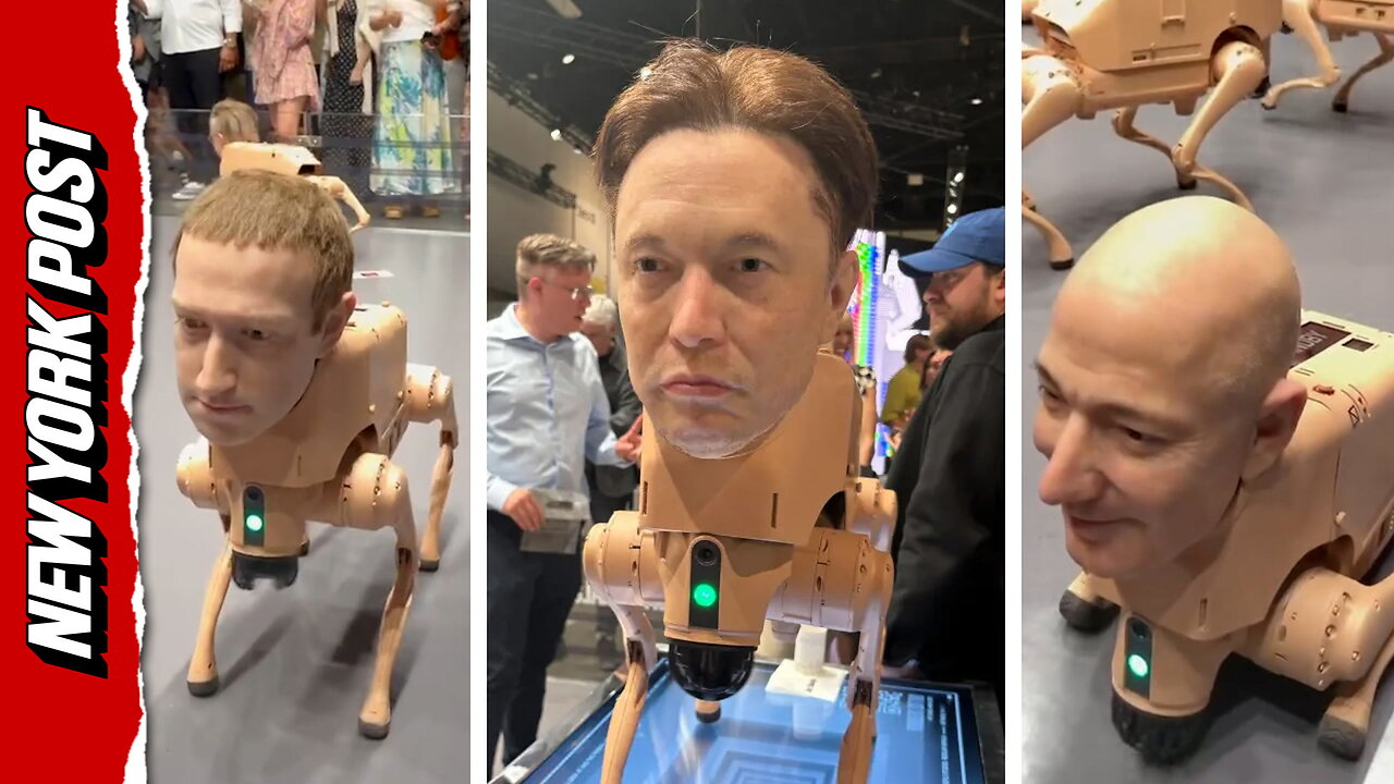 Viral art exhibit shows Musk, Zuckerberg and Bezos as creepy robot dogs