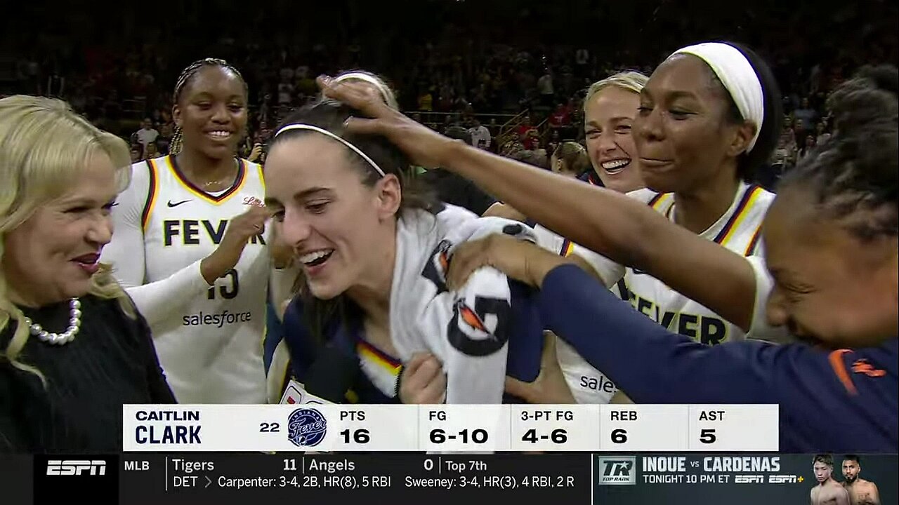 Caitlin Clark post-game interview at Iowa Hawkeyes arena | Indiana Fever WNBA womens basketball