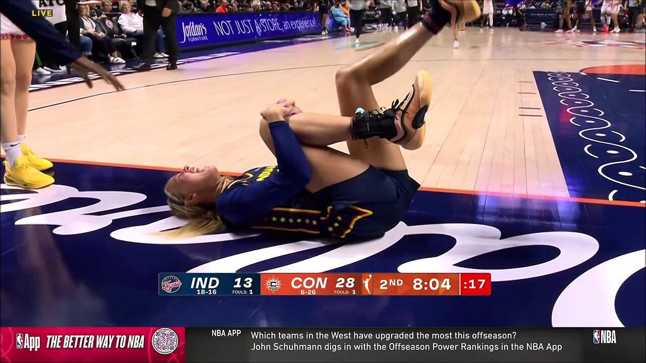 💔 KNEE INJURY, Sophie Cunningham TAKEN OUT by Bria Hartley CRASHING into her | Indiana Fever WNBA