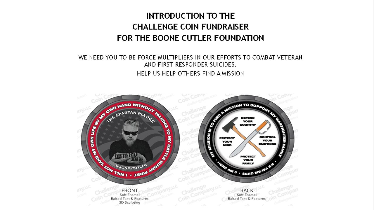 Spartan Pledge Coin for Boone Cutler Foundation