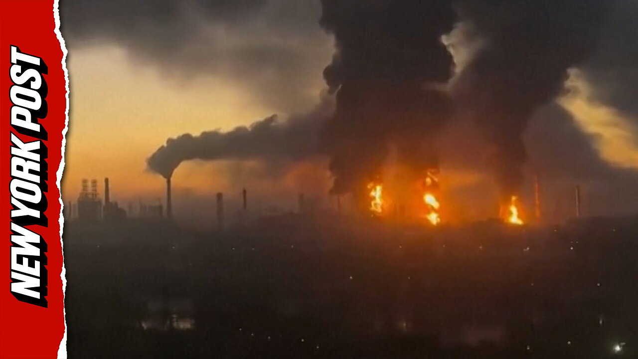 Massive Ukrainian Drone Strikes Ignite Multiple Fires at Moscow Oil Refinery thumbnail