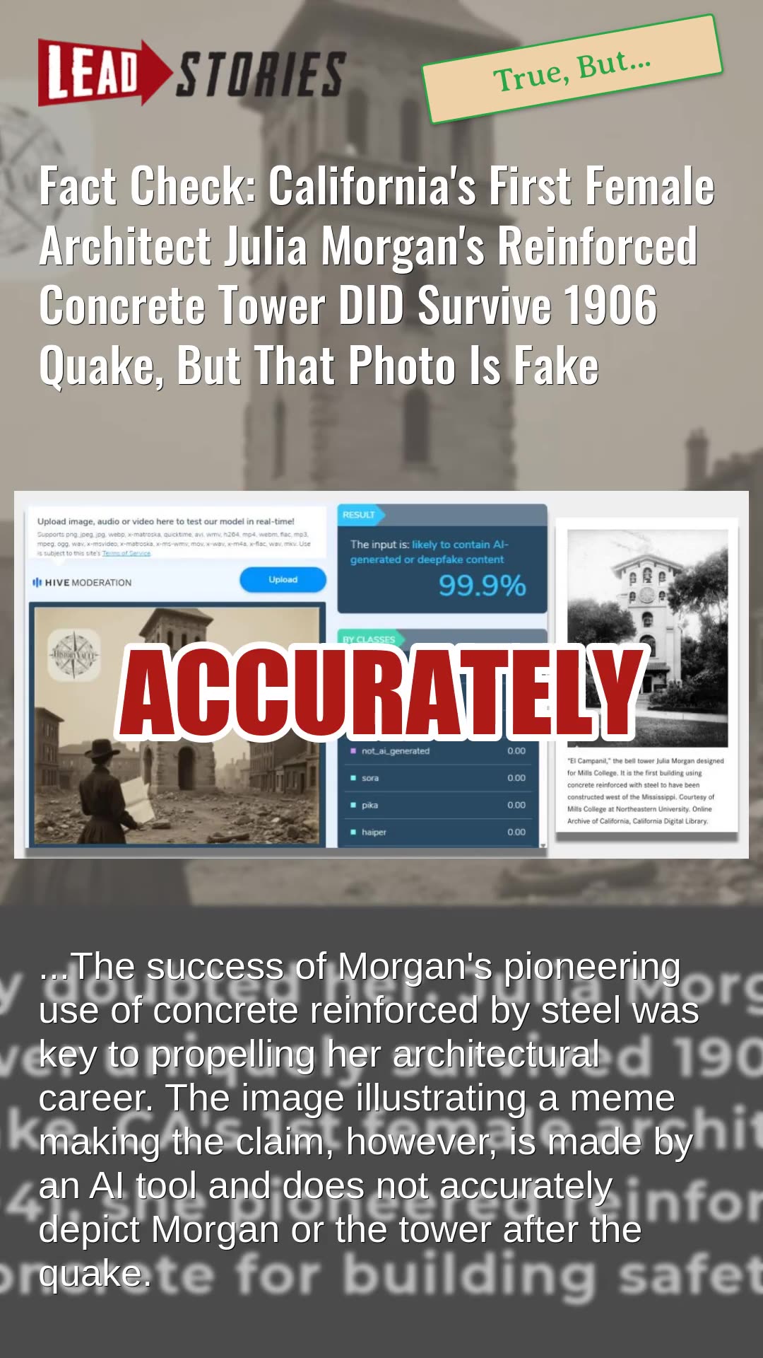 Fact Check: Fake Photo Of Californias First Female Architect Julia Morgans Concrete Tower
