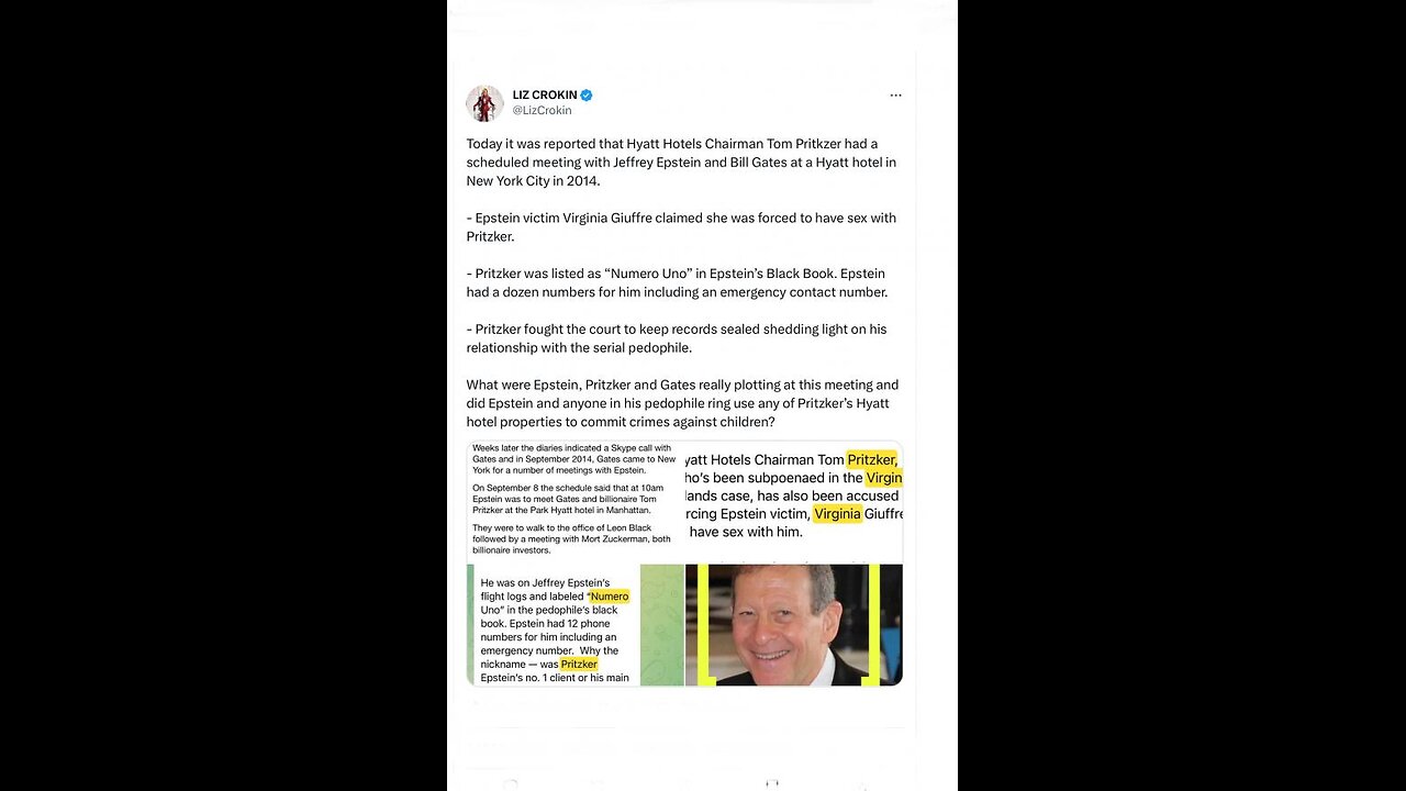 jeffrey epstein victim virginia giuffre name hillary clinton donor hyatt hotel chairman tom pritzker