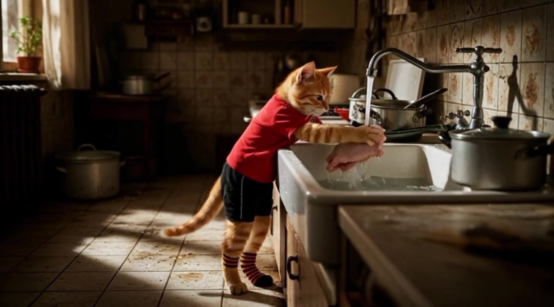 “From Penny-Count to Big Dream: Mama Cat & Kittens’ Daily Grind”