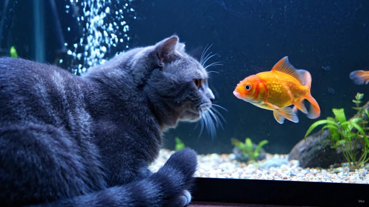 Cat Gets Hypnotized by Fish Tank 🐟