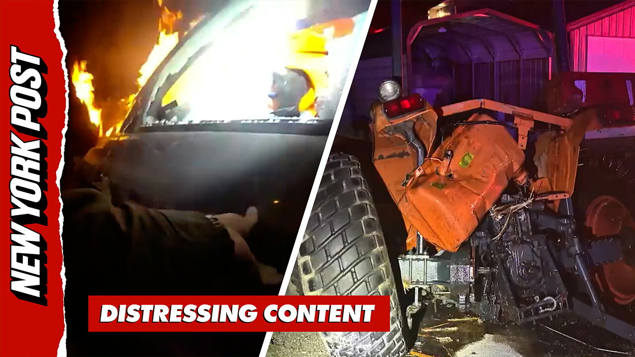 111 mph police pursuit ends as suspect's SUV hits tractor and bursts into flames thumbnail