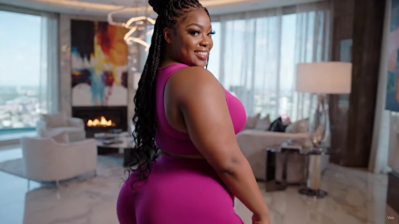 Black beauty model Woman Viral BBW Model AI Animation Curvy Outfits Luxury Hotel