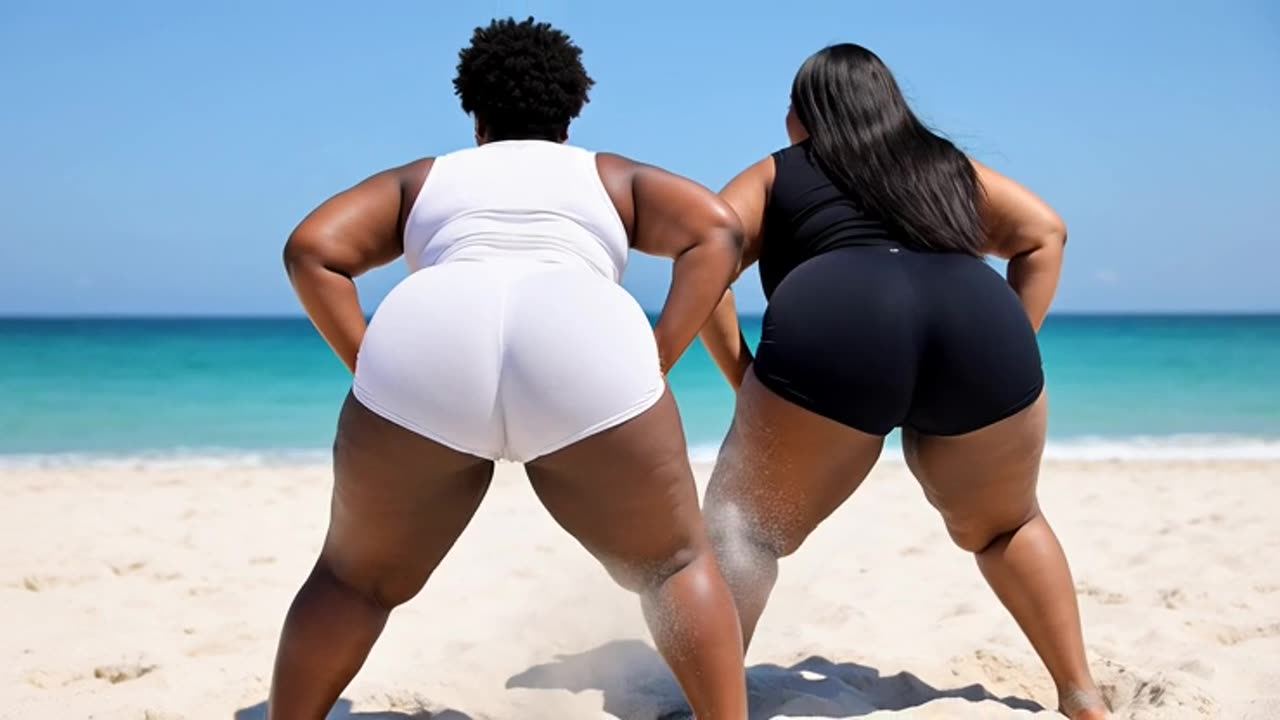 π₯ Big Booty BBW Twerking Plus Size Girls Ebony TikTok huge ass in beach