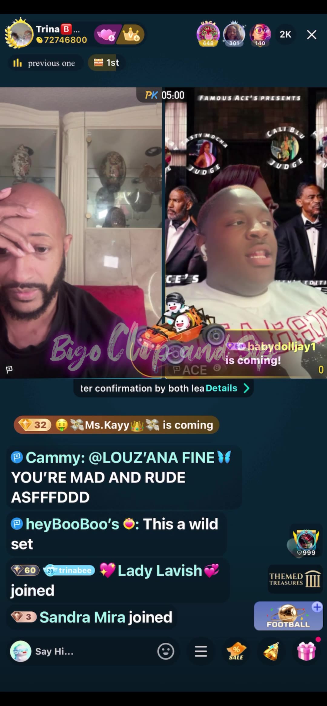 TrinaB talks to Ace after he lined his mom who called him a liar 8/18/25 #bigoclipandsip