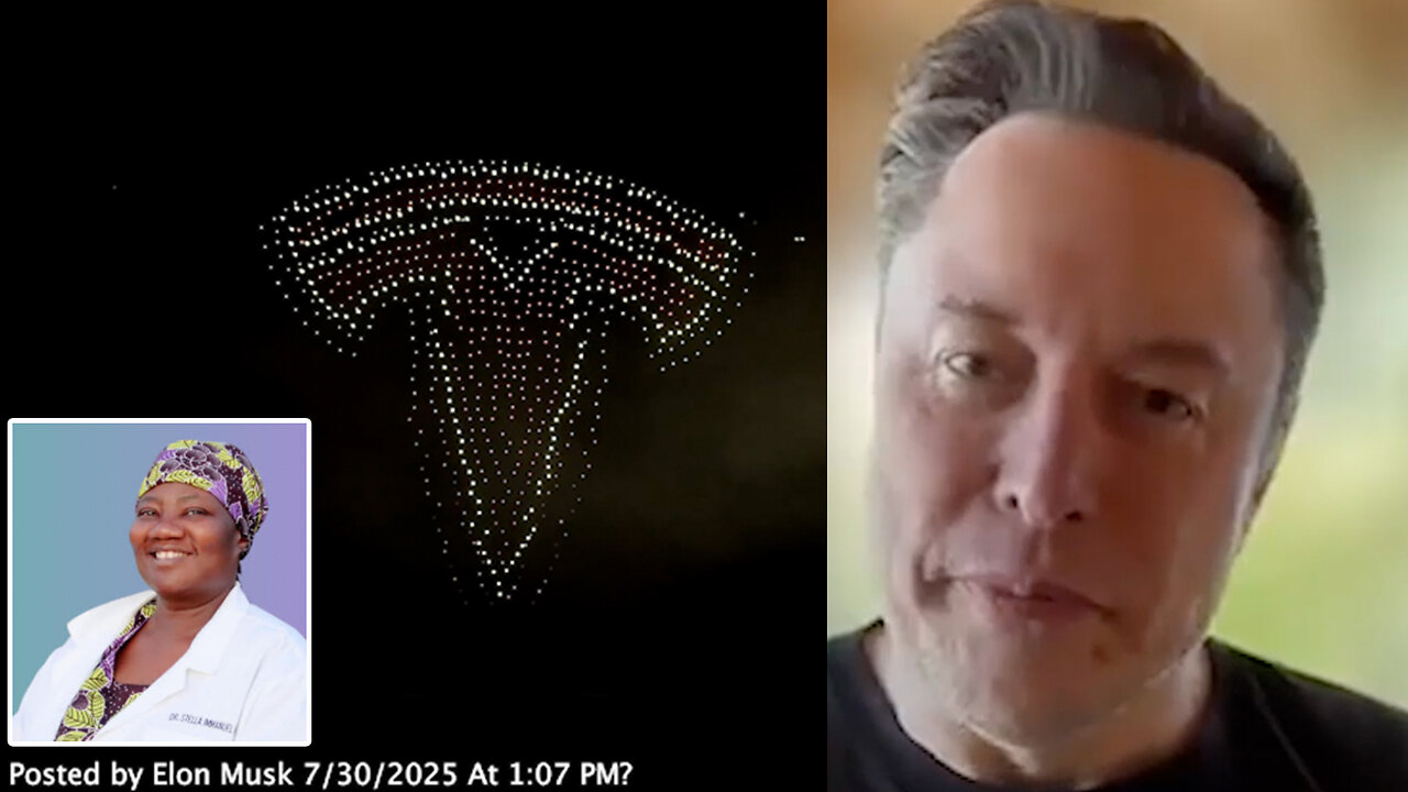 Dr. Stella Immanuel | Baphomet | Why Did Elon Musk Post a Video of This Aerial Tesla Drone Show Featuring BAPHOMET & a PENTAGRAM On July 30th 2025 at 1:07 PM? Why Does Tesla Mean Side or Rib In Hebrew (Genesis 2:22)?