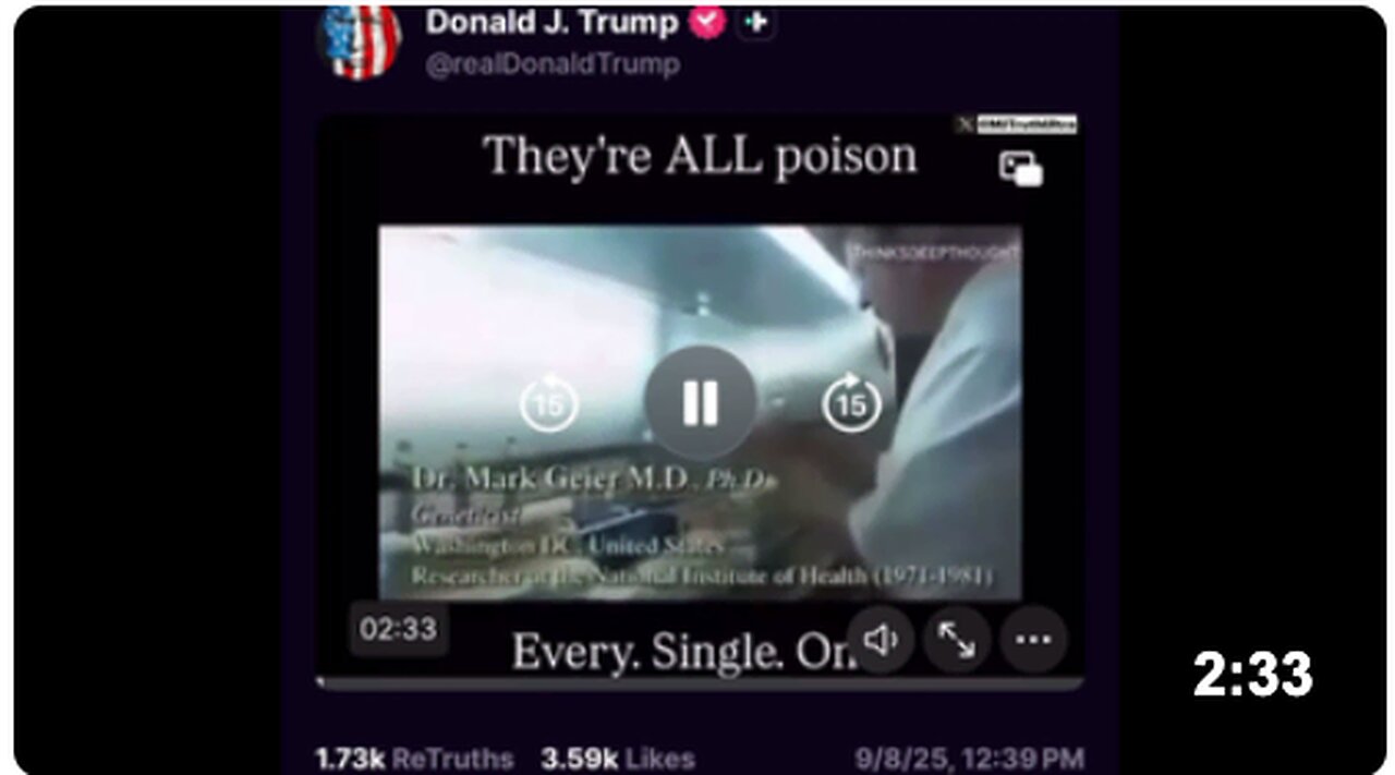Trumps Message about Vaccines On X