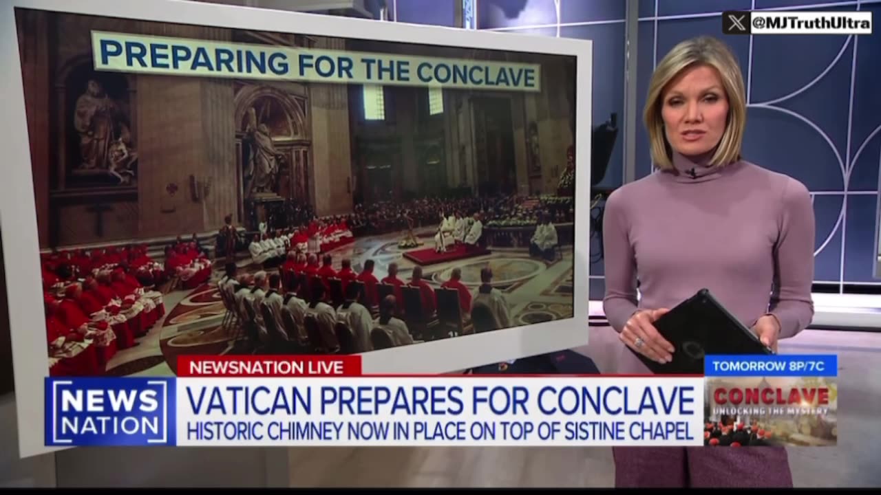 A temporary chimney is being Installed atop the Sistine Chapel in the Vatican,