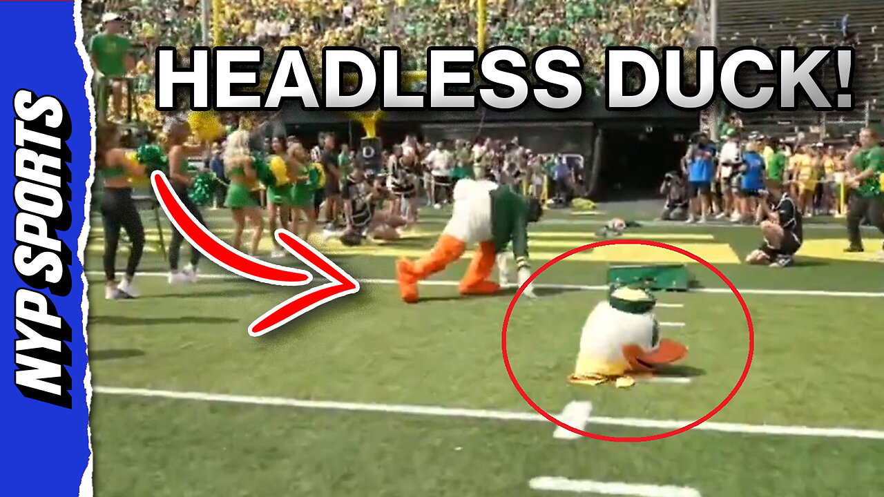 Oregon Ducks mascot head falls off before season opener vs Montana State