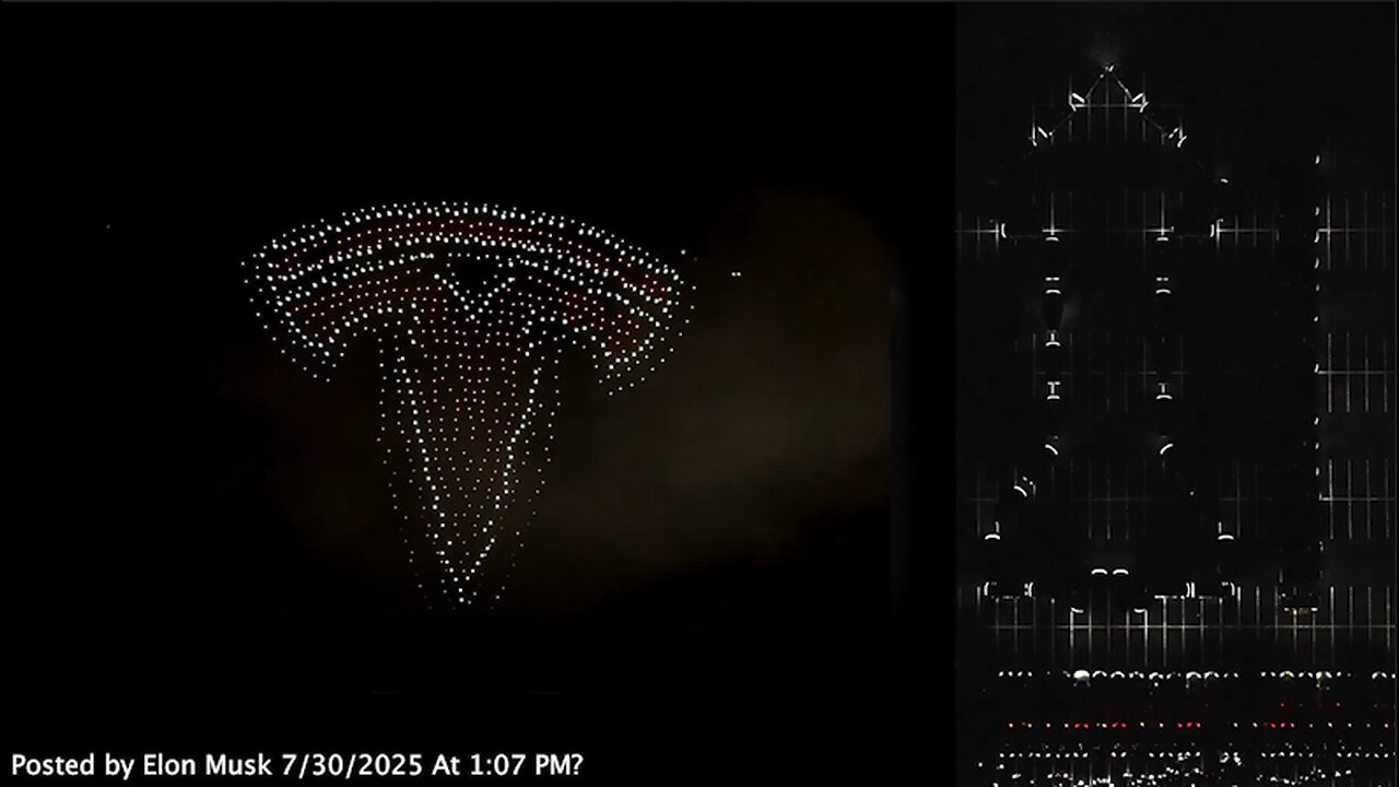 Baphomet | Why Did Elon Musk Post a Video of This Aerial Tesla Drone Show Featuring BAPHOMET & a PENTAGRAM On July 30th 2025 at 1:07 PM? Why Does Tesla Mean Side or Rib In Hebrew (Genesis 2:22)?