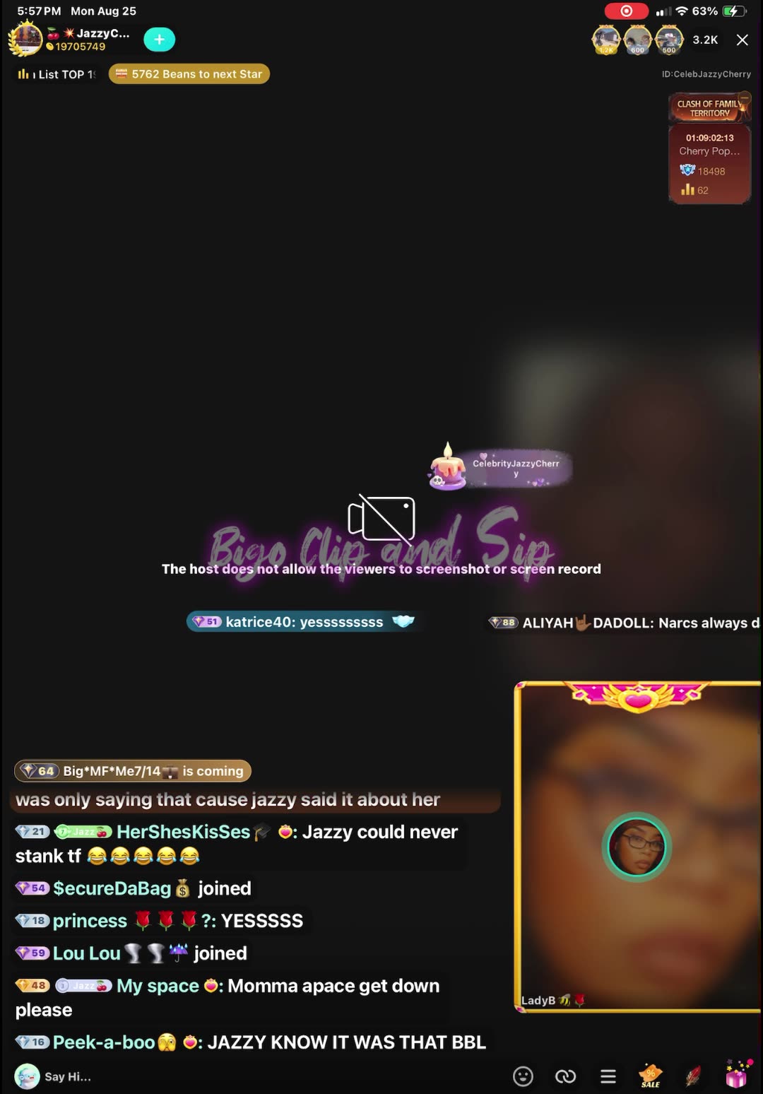 JazzyCherry has a convo w/Aces mom about him being with TomiKay in Miami 8/25/25 #bigoclipandip