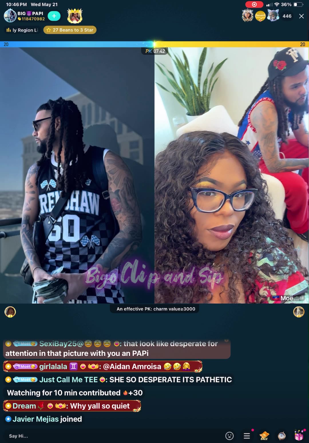 Papi lines Moet n asks about eating fasting n more n shes quiet 5/21/25 #bigoclipandsip