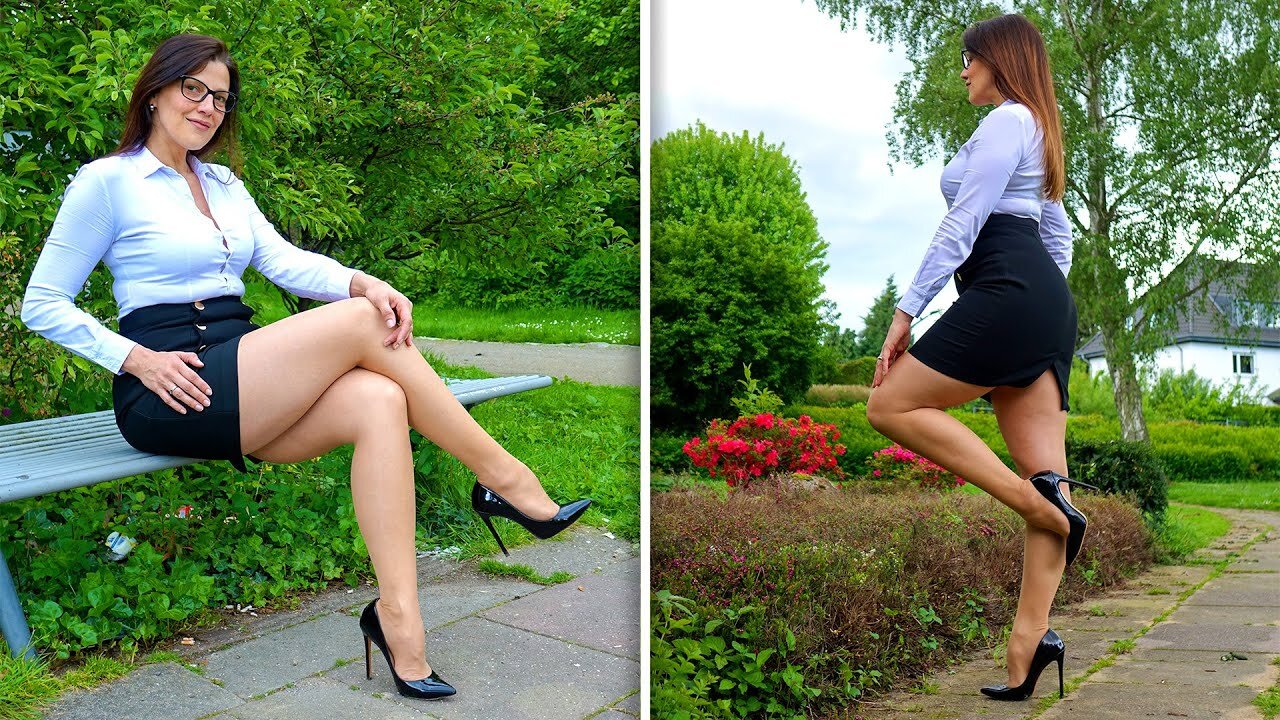 High-Fashion Bodysuit, Nude Tights & High Heels Lookbook | Kats Little World