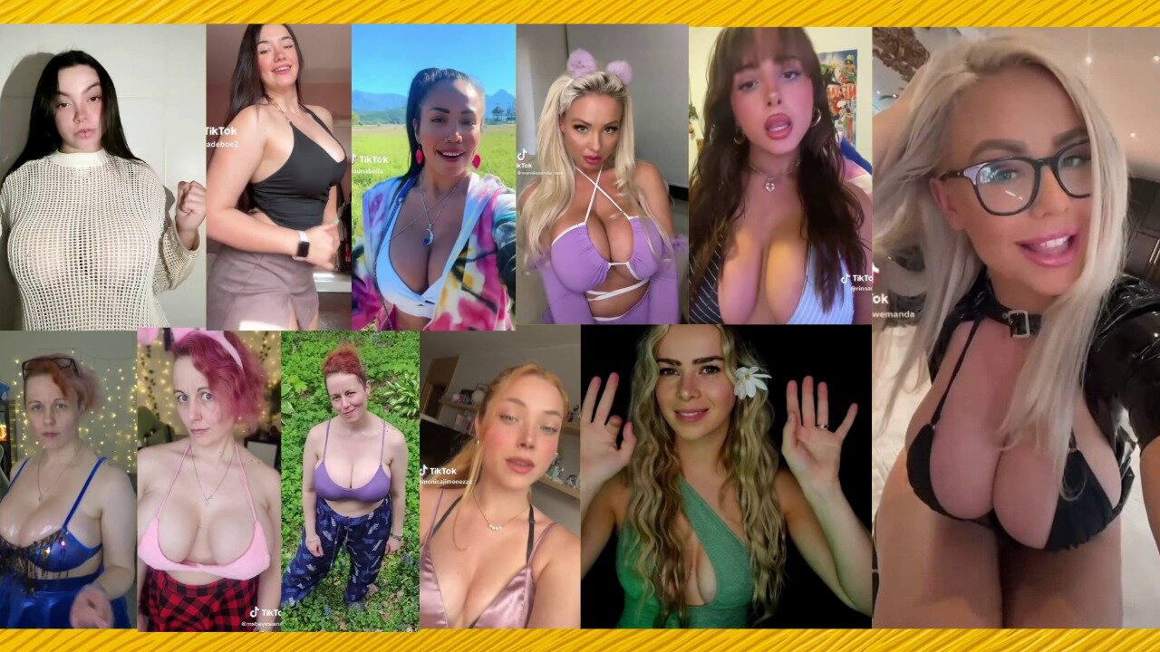 Huge Boobs / No Bra / Hard Nipples 86 - Big bank tiktok challenge ❤️‍ClipchampGirls 2025