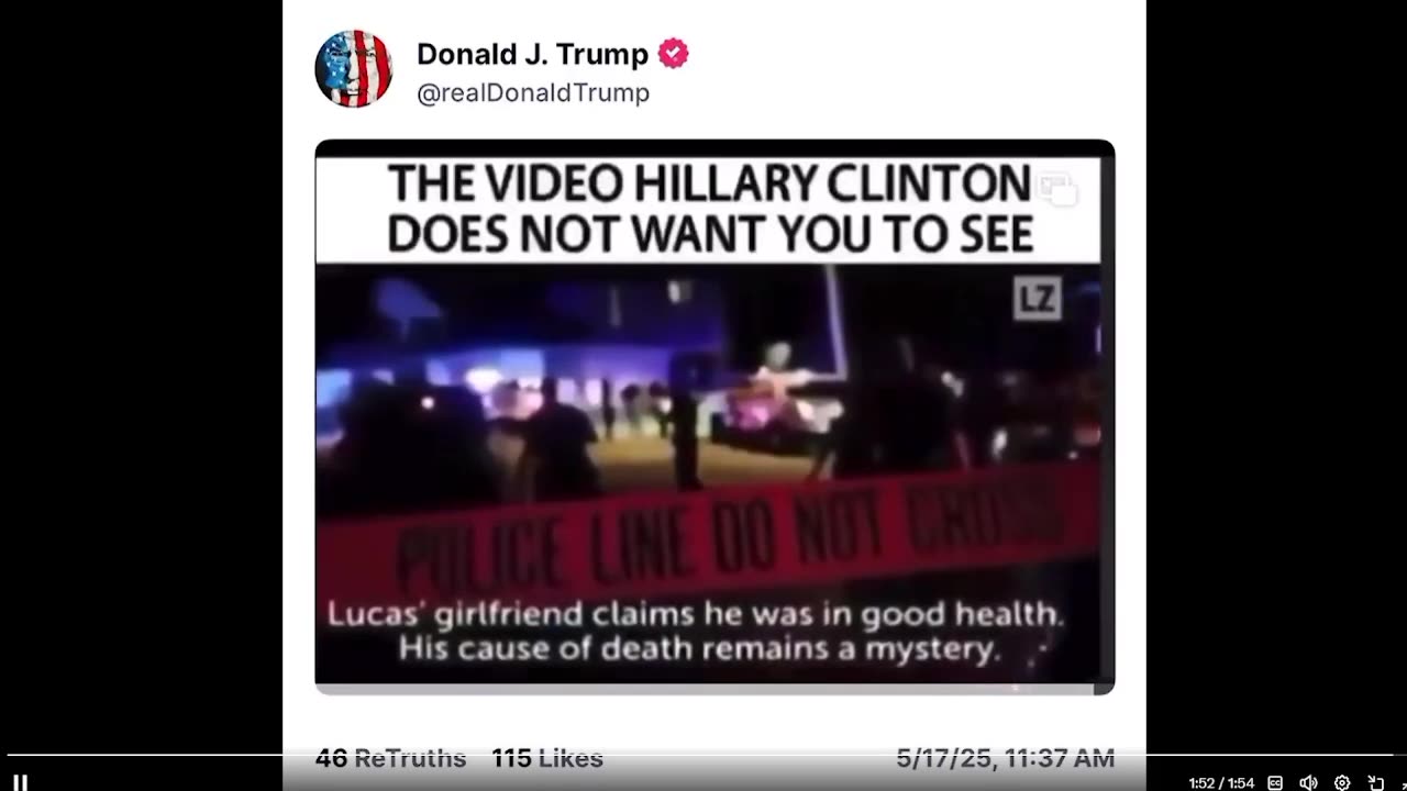 🚨BREAKING: Tổng thống Trump vừa đăng video Clinton Body Count nêu tên nhiều cộng sự của Clinton...