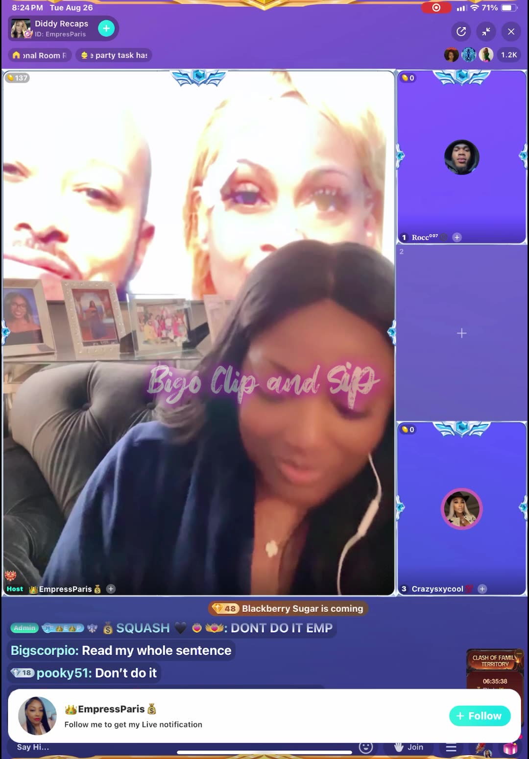Empress goes in on JazzyCherry after leaving MessyCallers live 8/26/25 #bigoclipandsip