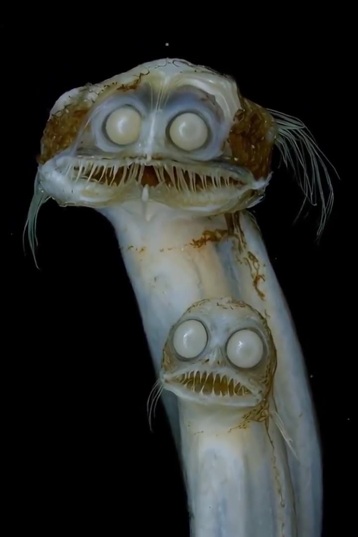 Telescopefish (Gigantura chuni), a rare deep-sea creature known for its eyes