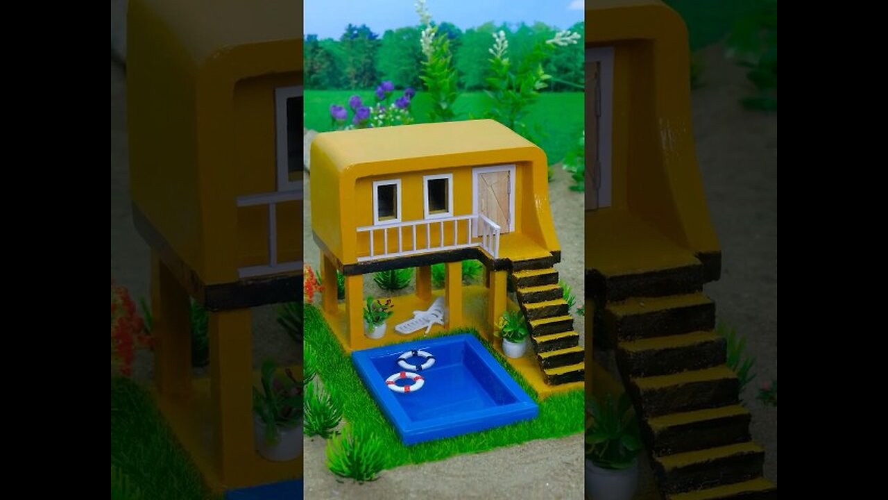 Build a Dream 2-Story Villa with Mini Bricks & a Stunning Pool View! #vfuho #miniature #diy
