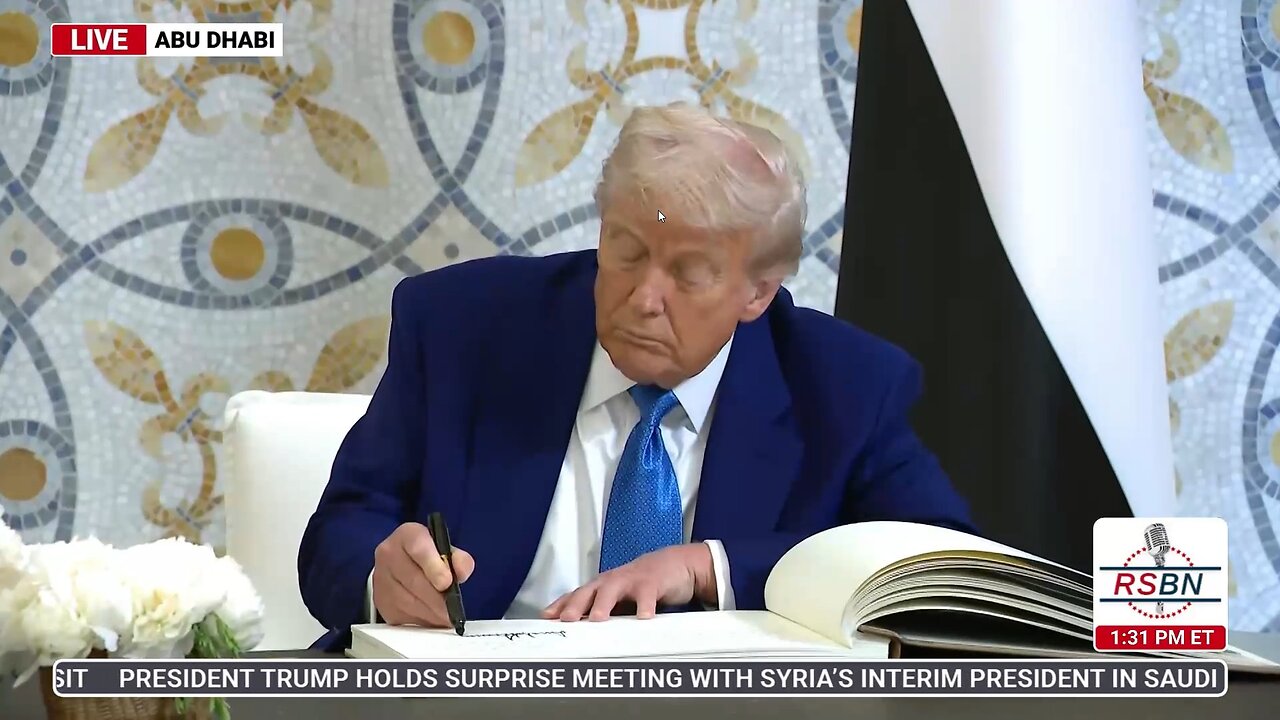 WATCH: President Trump Signs the U.A.E. Guest Book and makes Final Remarks - 5/15/25