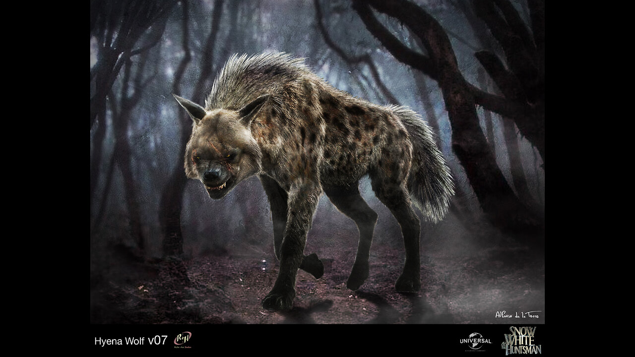 Virgin Mary and Wolf Hyena-Like Cryptid