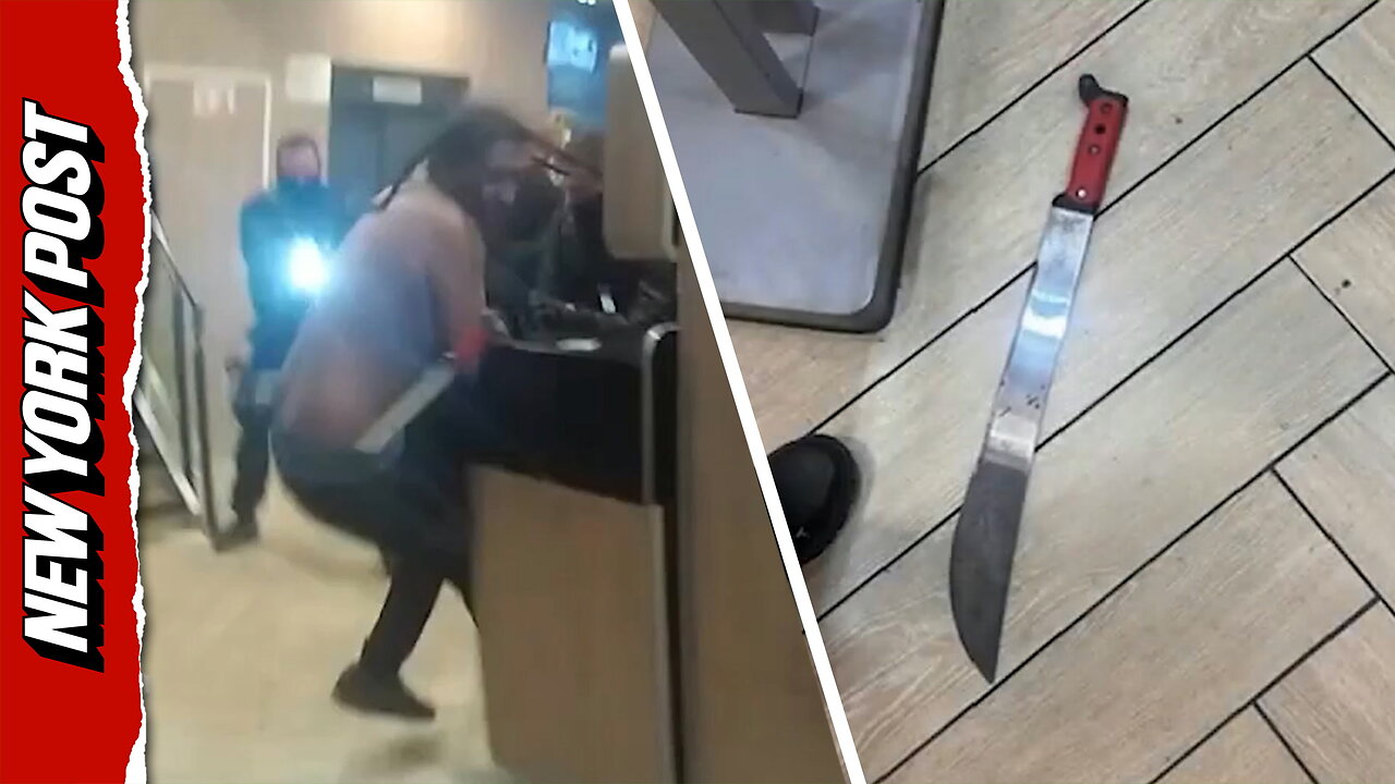 Police corner and tase machete crazed thief at McDonald's thumbnail