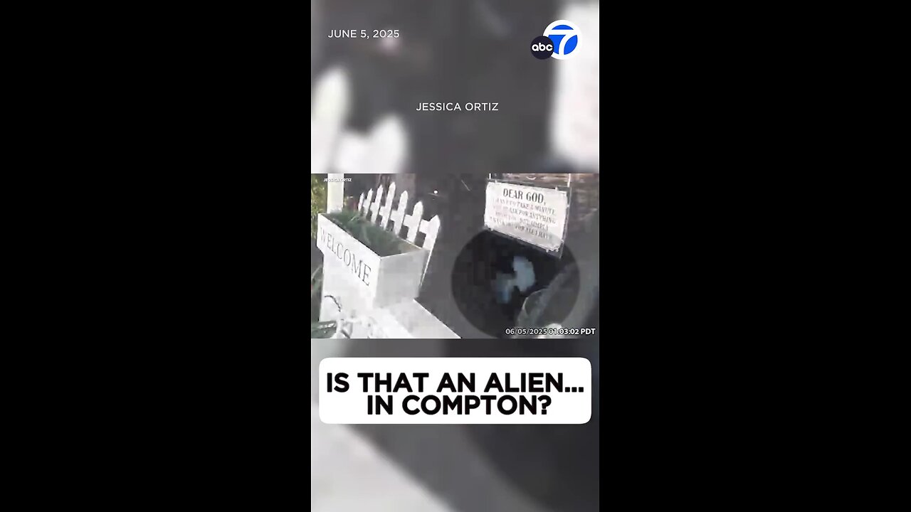 Doorbell camera in Compton has recorded a disturbing figure that has been dubbed an alien by many