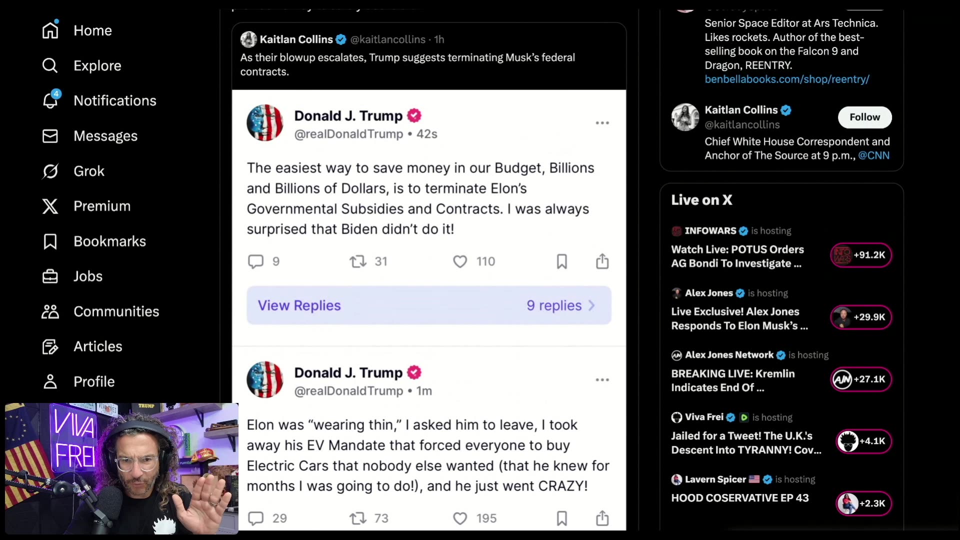 LIVE REACTION to Elon Musks Truth Bomb That Trump is In the Epstein Files - Viva Frei