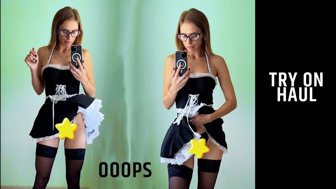❤️ Try on haul short non transparent dress and shorts with Tina