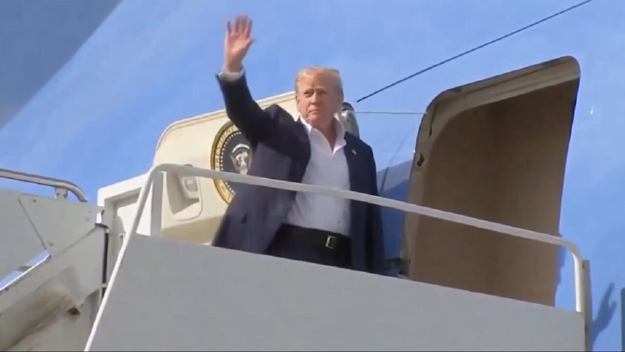 TRUMP joined by two of his grandchildren — board Air Force One to head home from Scotland