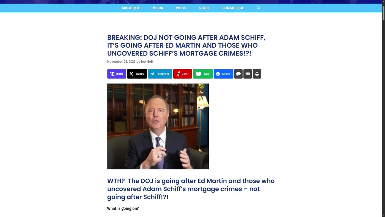 BREAKING: DOJ Not Going After Adam Schiff, Its Going After Ed Martin And Those Who Uncovered Schiffs Mortgage Crimes!?!