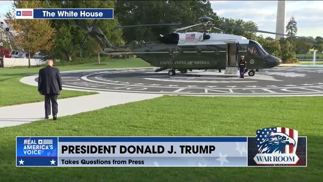 President Trump Takes Questions From The Press Before Boarding Marine One