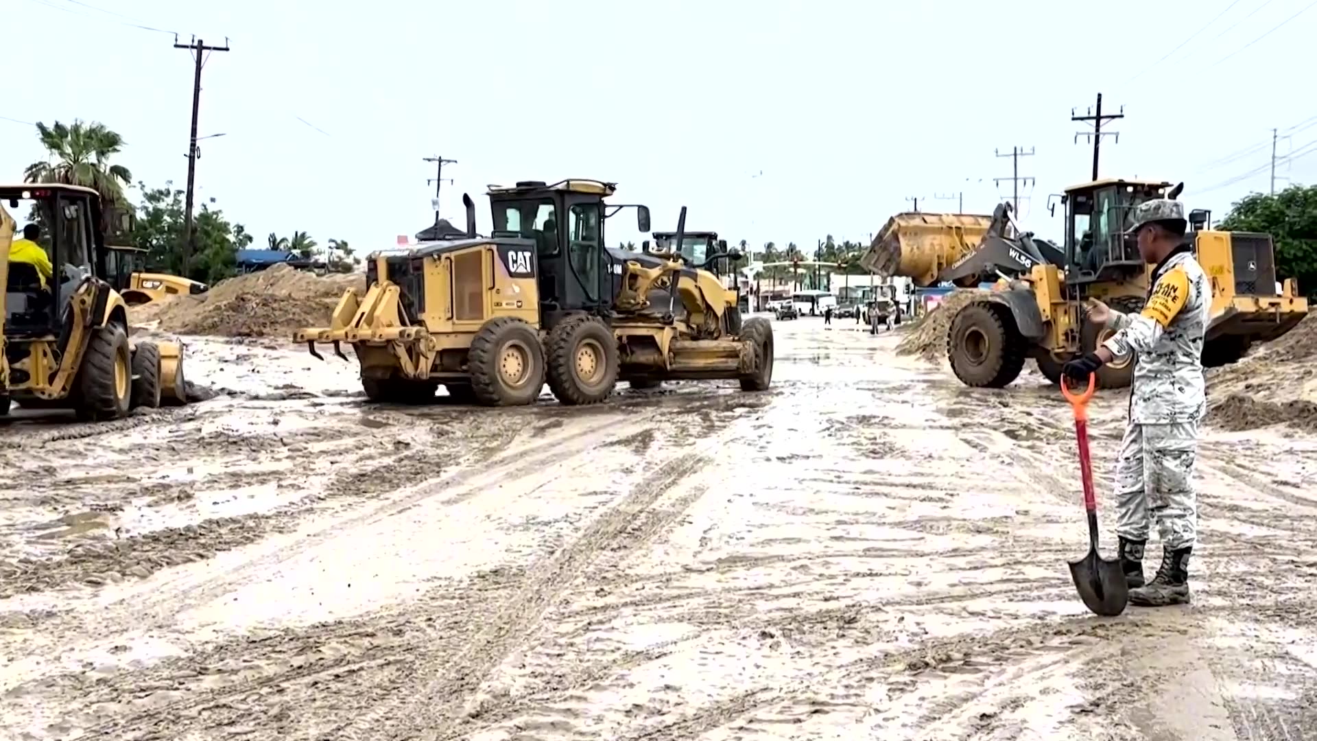 Streets in Mexicos Los Cabos covered in mud after Hurricane Lorena
