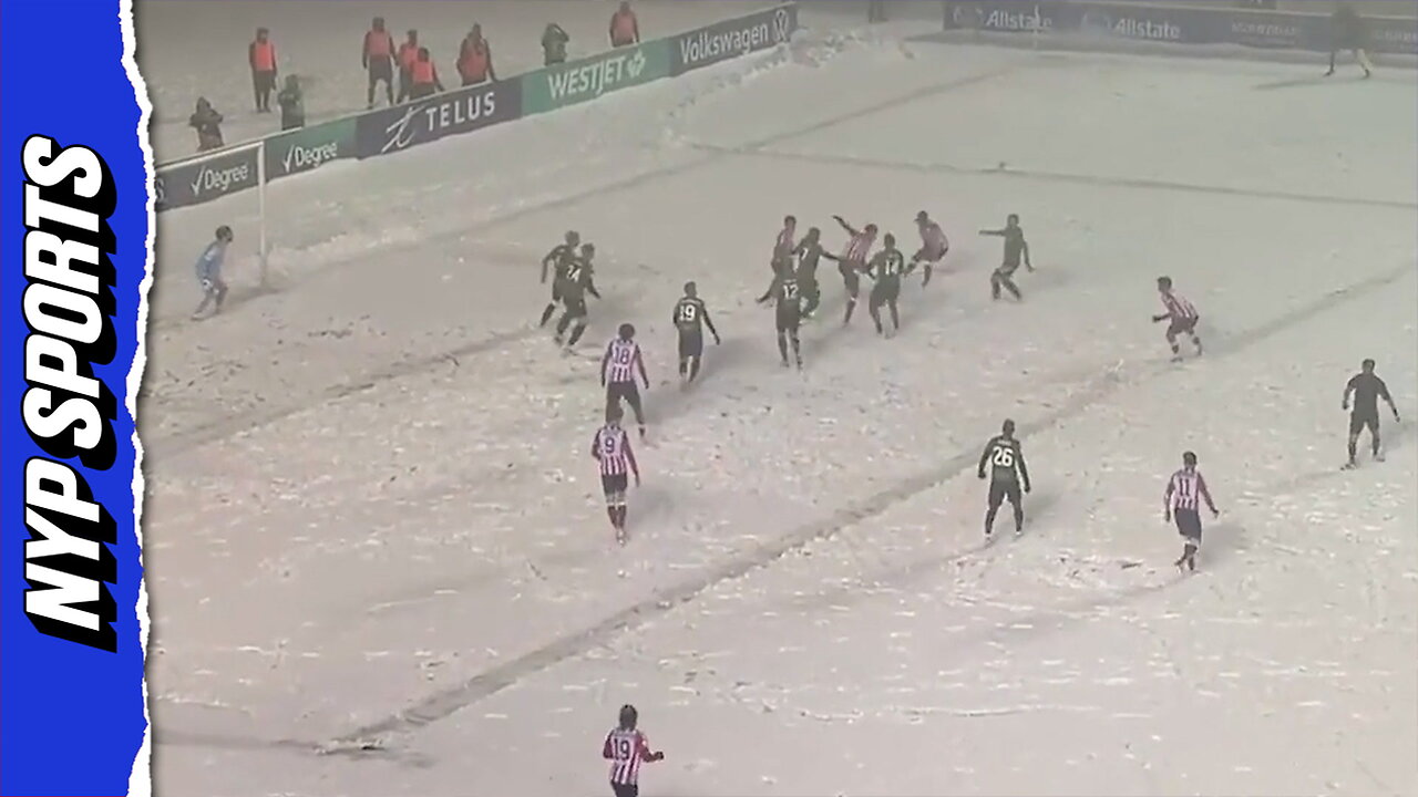 Atletico Ottawas David Rodriguez scores goal on bicycle kick during intense blizzard