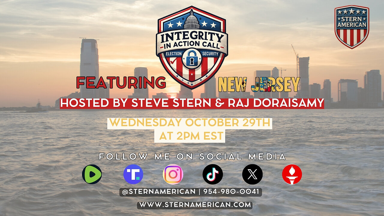 ELECTION INTEGRITY CALL – WED, OCT 29 · 2 PM EST | FEATURING NEW JERSEY