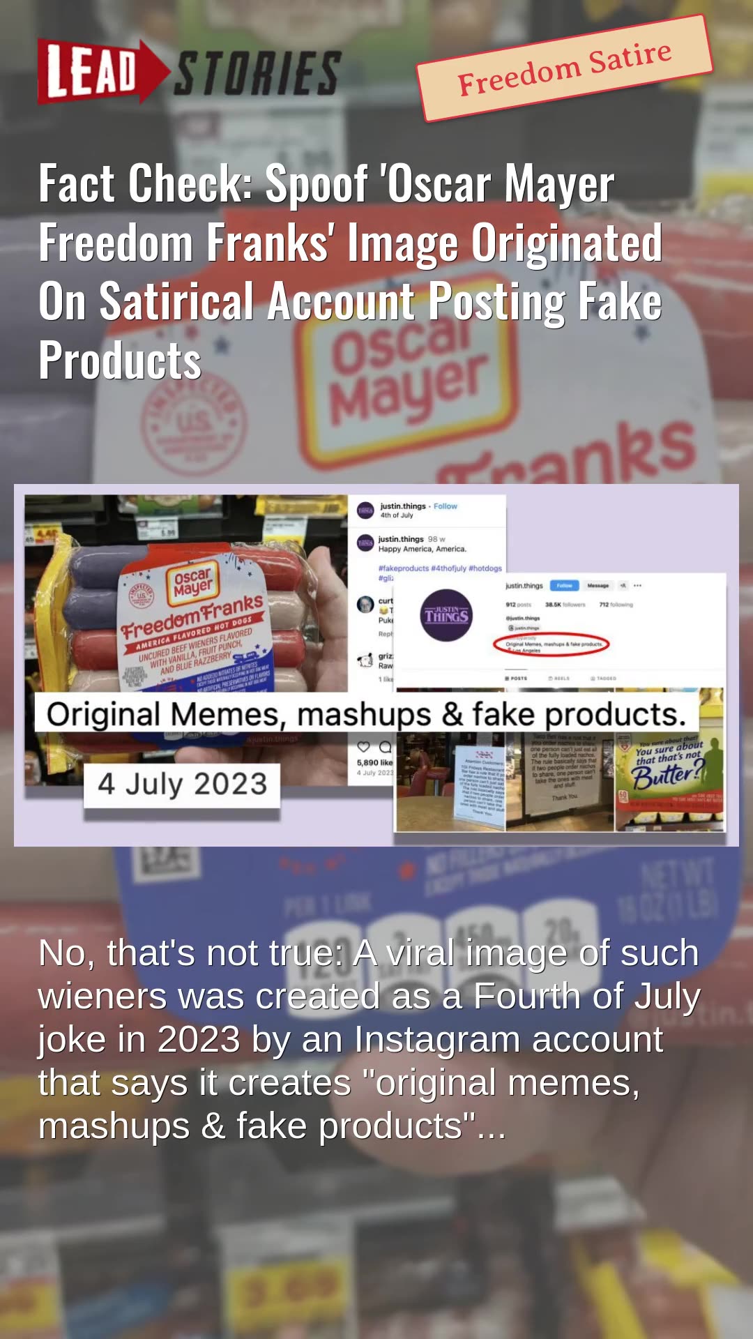 Fact Check: Spoof Oscar Mayer Freedom Franks Image Originated On Satirical Account