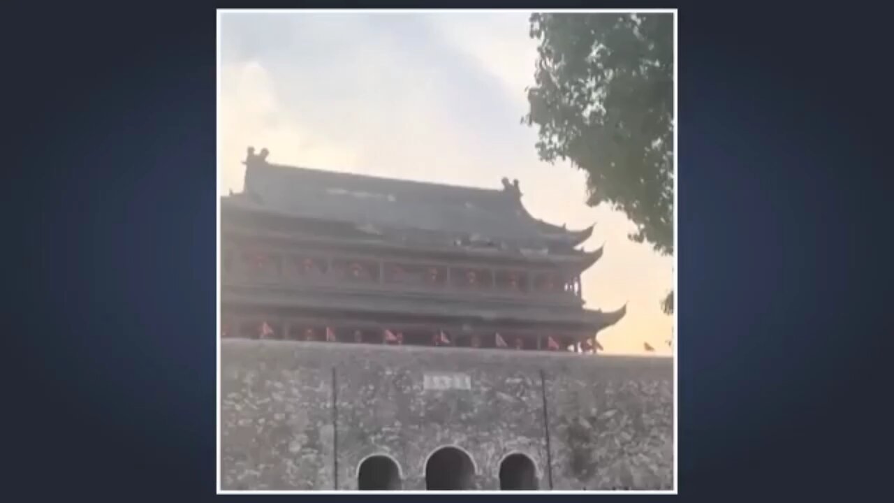 Roof of historic tower collapses in Chinas Fengyang county