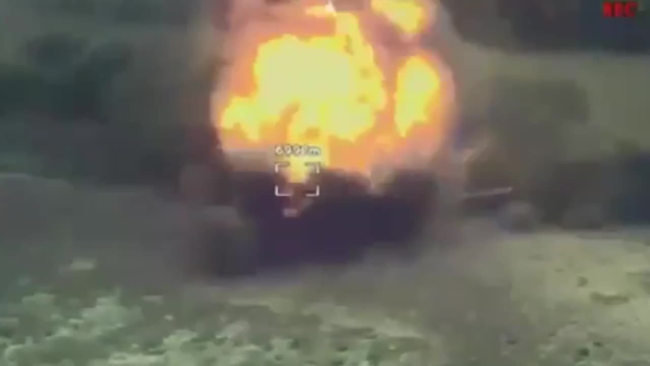 Russian MLRS Grad epically explodes after being detonated on PTM-2 anti-tank