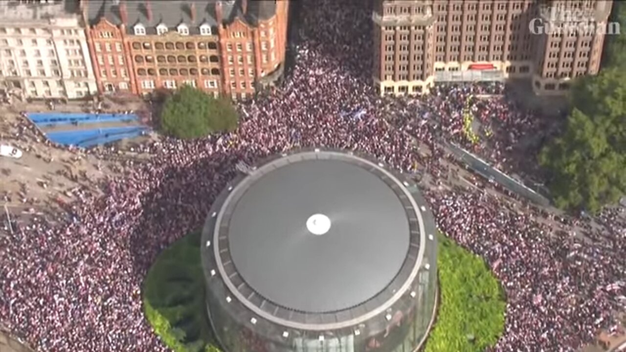 Aerial footage shows scale of unite the kingdom rally