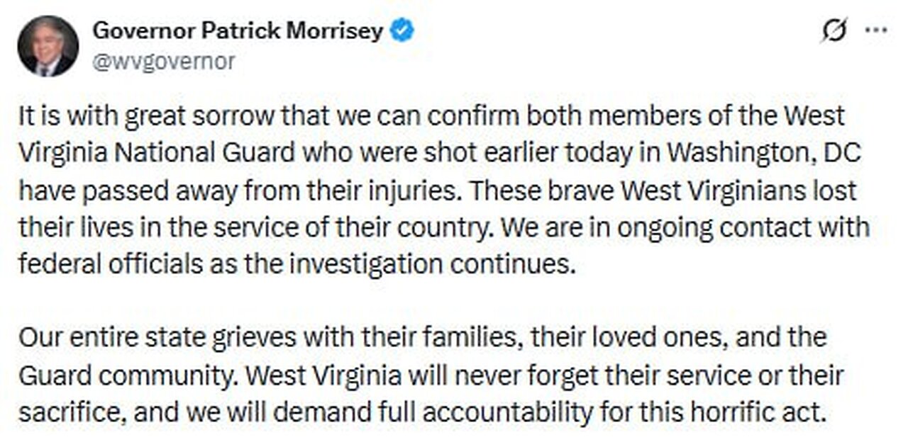 2 West Virginia Guardsmen confirmed dead after horrific DC shooting