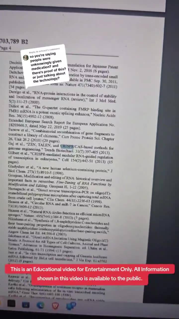 The Federal Registers decision to waive informed consent, as well as discussing the Crispr Technologies in the inoculation and Test Swabs