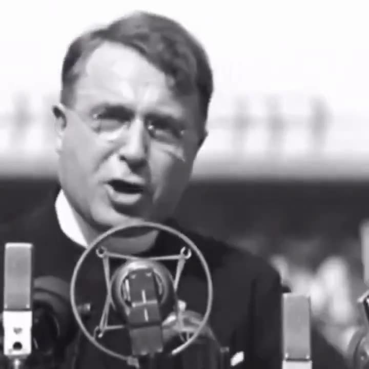 Father Charles Coughlin giving a speech in the 1930s mostly in opposition of the federal reserve